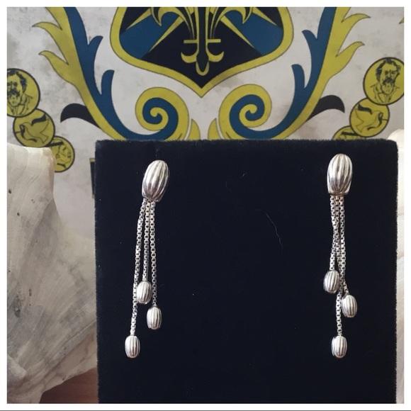 Vintage Jewelry - Vintage Sterling Silver Dome Drop Earrings 1 1/2”